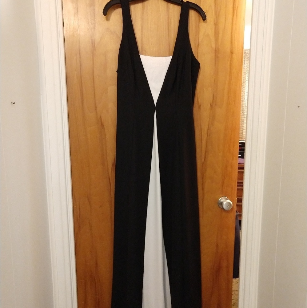 Black and White Beaded Evening Gown